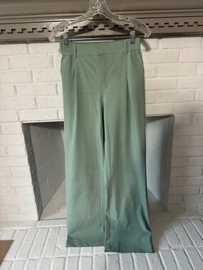 ALO Mint Green high waist Pursuit wide Leg Trousers. Long